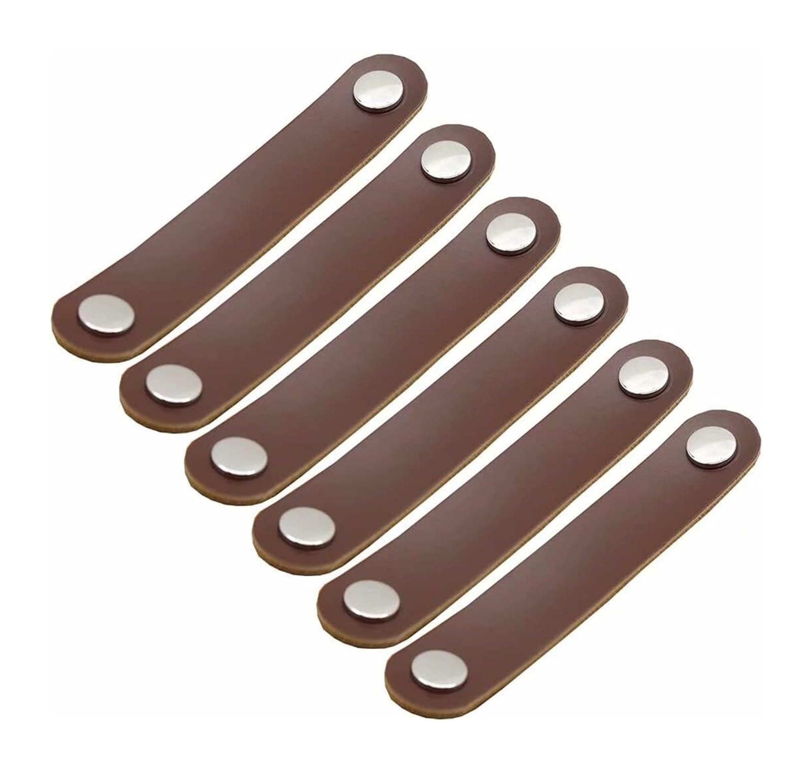 Opeximatun Dark Brown Leather Drawer Handles, Leather Furniture Handles Multicolor Multiple Sizes For Cabinet Drawers(,Hole Distance 96Mm)