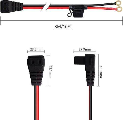 Miniatura 7 de PNGKNYOCN Cable de alimentación CC para refrigerador de automóvil de 12 V, terminal de anillo O de 16 AWG a cable de plomo portátil para automóvil