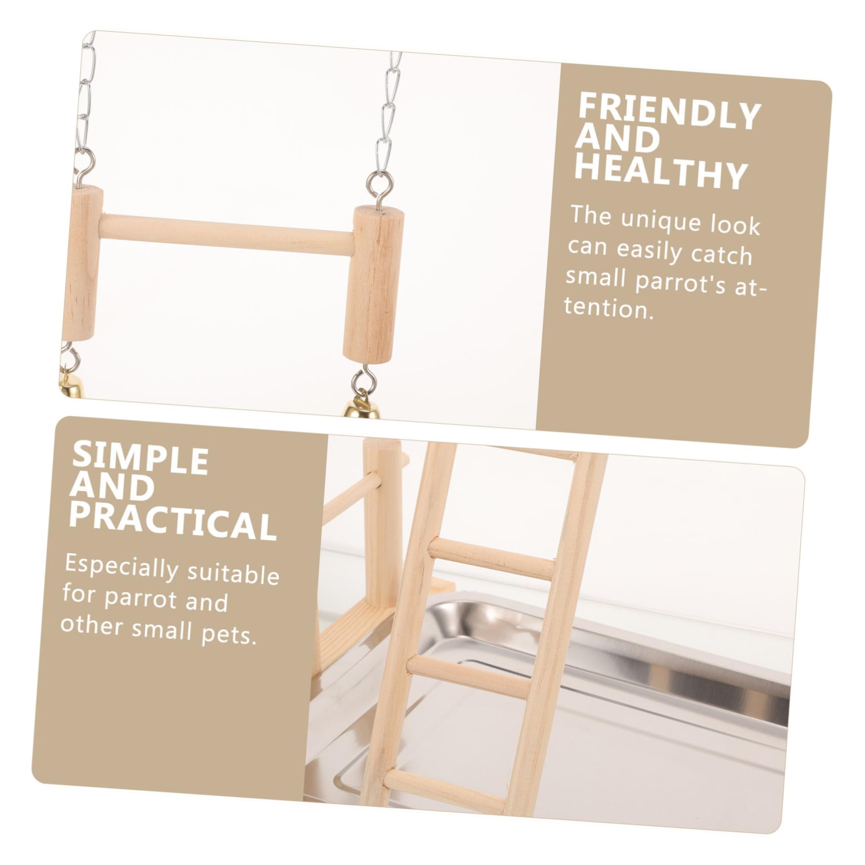 DOITOOL 1juego Soporte De Perch para Aves De Madera Área para Periquitos y Cacatúas De Juguetes para Escalera y Columpio