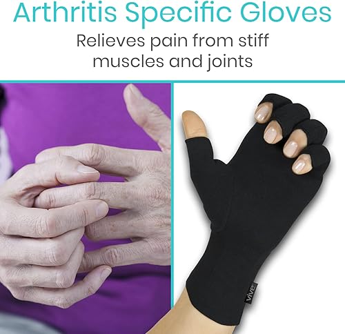 Miniatura 10 de Vive  Guantes de compresión para artritis reumatoide y osteoartritis - Guantes de mano para aliviar los síntomas de dolor articular por artritis