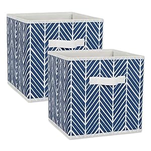 DII Fischgrätenmuster Regalkörbe, nautisches Blau, 2 Stück