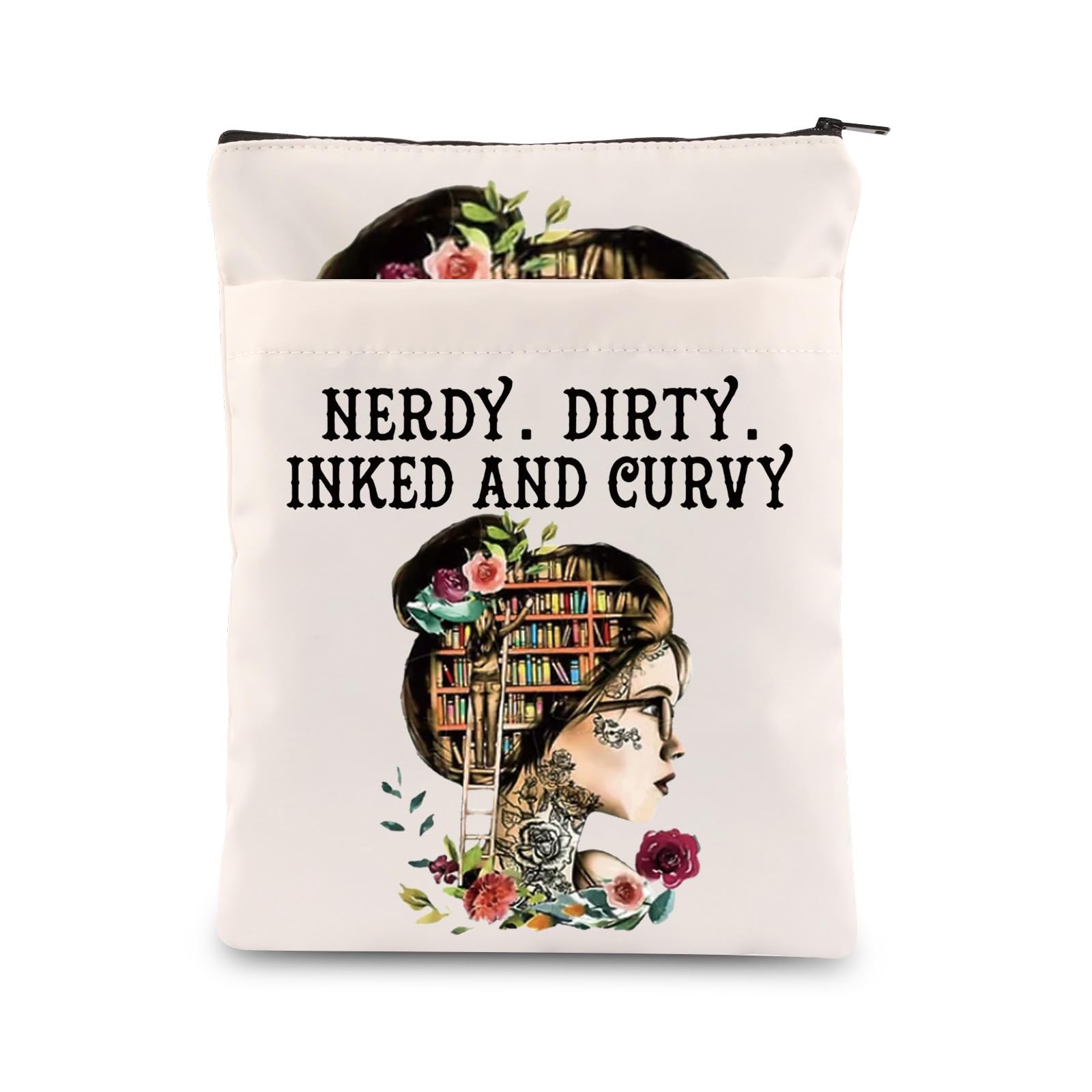 KEYCHIN Reading Lover Book Sleeve Book Club Librarian Gifts Nerdy Dirty Inked And Curvy Book Cover Book Lover Gifts Book Covers For Paperback (Nerdy