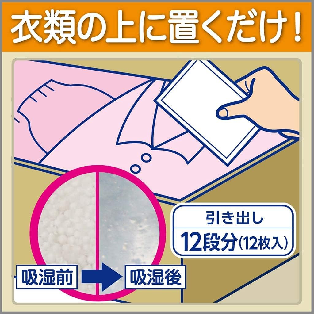 (Bulk Purchase) Dry pet dehumidifying Agent Sheet Type for Drawers and Clothes Cases (for Clothing and Leather Products) Value 12 Sheets 25g x 12 x 4 Pieces