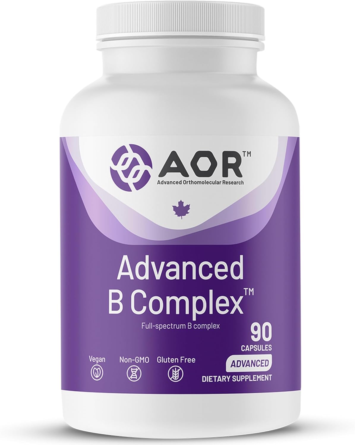 AOR Advanced B Complex: 90 Vegan Capsules, 30-90 Day Supply, Full-Spectrum Essential Vitamin B for Daily Vitality, Focus & Clarity