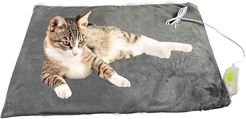 Almohadilla térmica para perros, 28 x 18 pulgadas, almohadillas térmicas para cama de gatos en interiores, temperatura ajustable, manta de