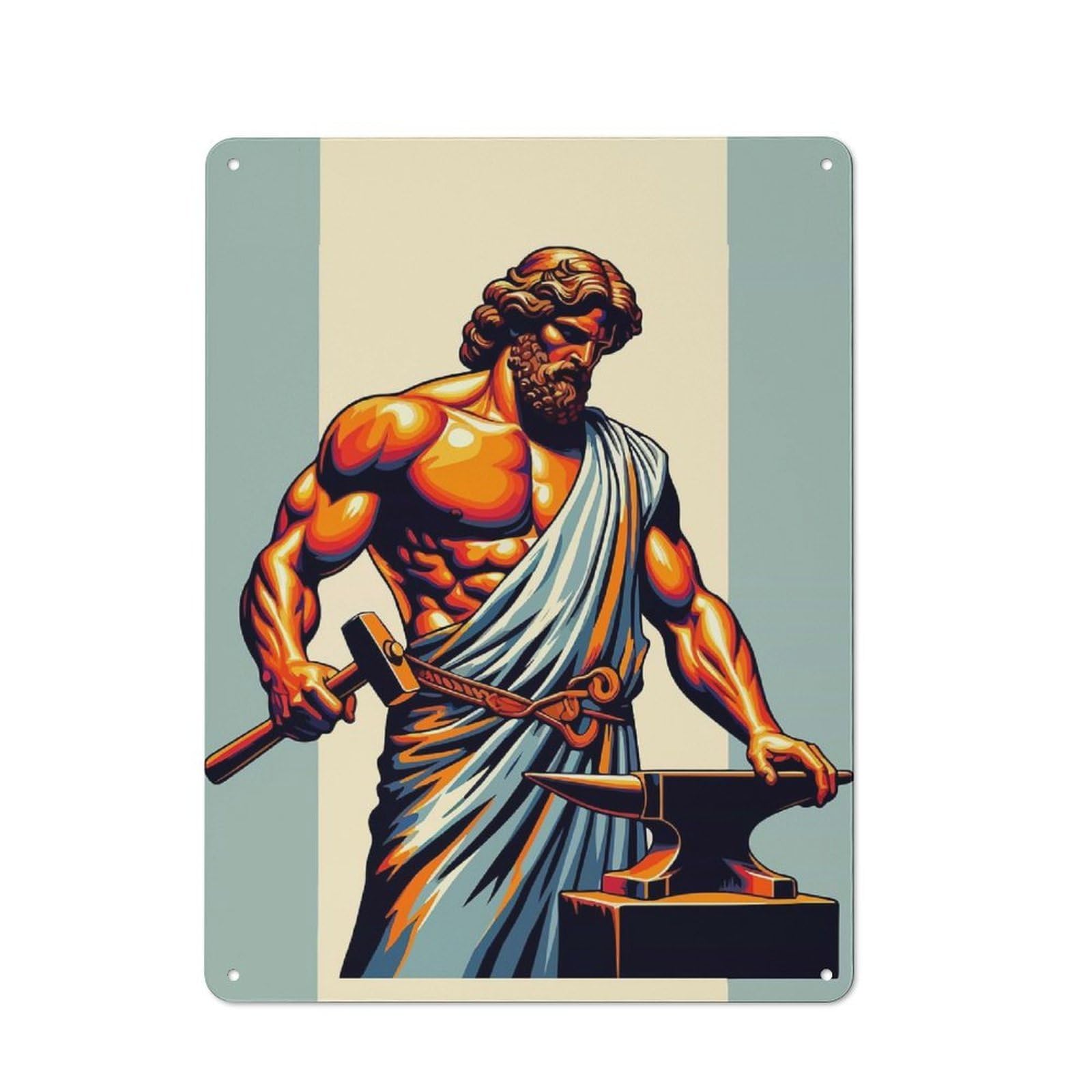 Junmoney Hephaestus Wpap Pop Art Classic Decorative Tin Plaque 40X30cm Featuring Novelty Wall Art For Home, Shop, Pub Or Studio Wall