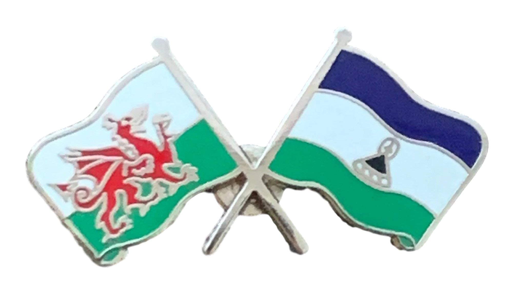 emblems gifts Wales & Lesotho Flags Friendship Courtesy Enamel Lapel Pin Badge T1260