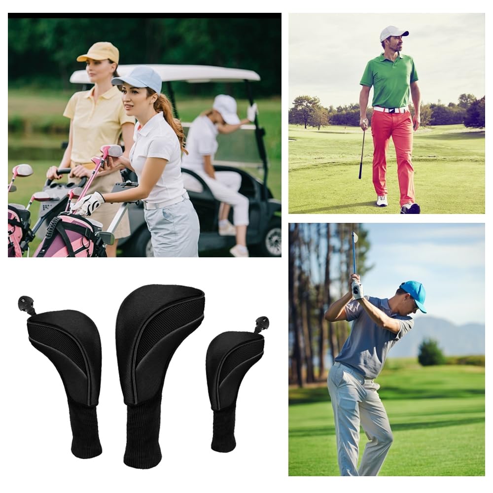 Fundas para cabeza de palos de golf, juego de 3 fundas de hierro con etiqueta intercambiable