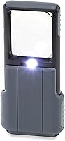 Carson MiniBrite PO-55 LED Lighted 5x Aspheric Pocket Magnifier with Slide-Out Case & Protective Sleeve, Gray
