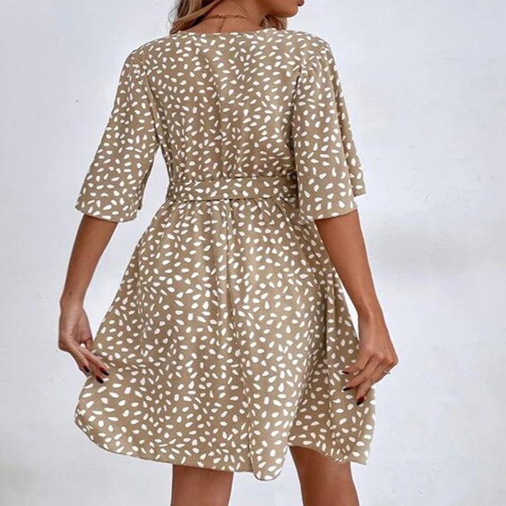 BSLVWG Maxi Abito da Donna Ruffle Petal Manica Corta V Collo Floreale Flowy Estate Beach Holiday Sundress Abito Lungo Casual
