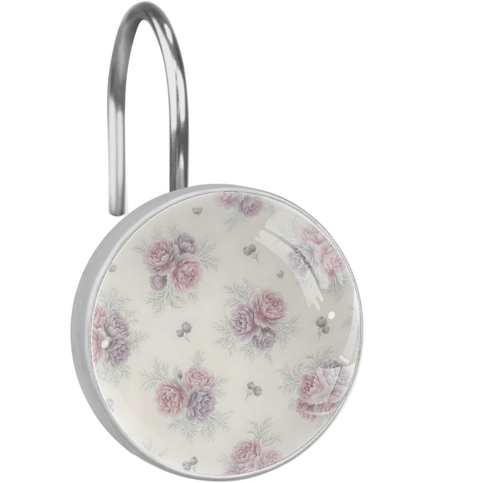 VAPOKF Decorative Shower Curtain Hook, Floral Bouquet Rustproof Stainless Steel Shower Curtain Hook for Bathroom, Shower Curtain Hangers for Shower Rod