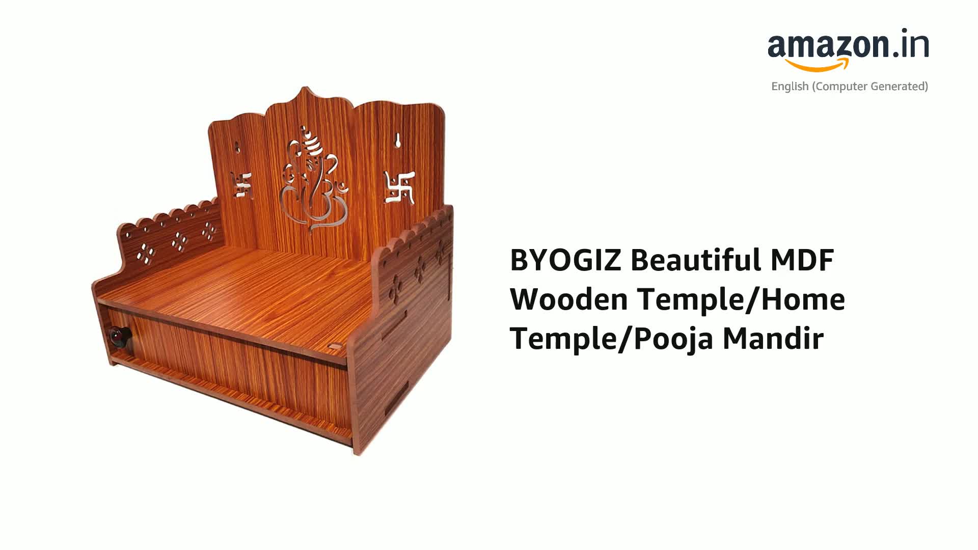 DIVOKAH® Mooie MDF Houten Tempel/Pooja Mandir voor Thuis en Kantoor/Wandmontage Tempel/Puja Stand (8 MM Multiplex Dikte) (WDN OMBELL