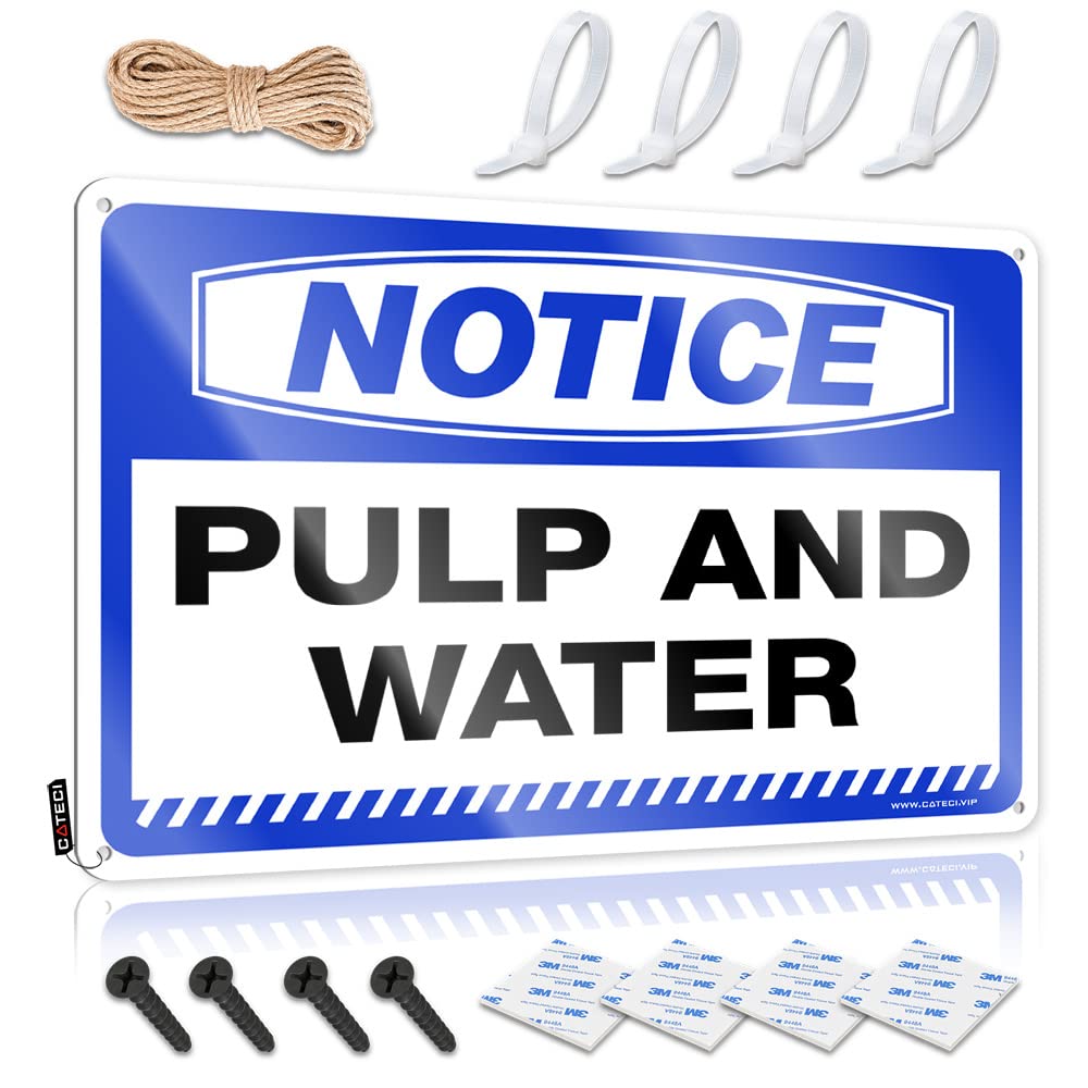 STWNVOITV Funny Kitchen Tin Signs Notice Pulp And Water Tin Sign Funny Garage Signs For Men Bar Signs Vintage(30X40CM)