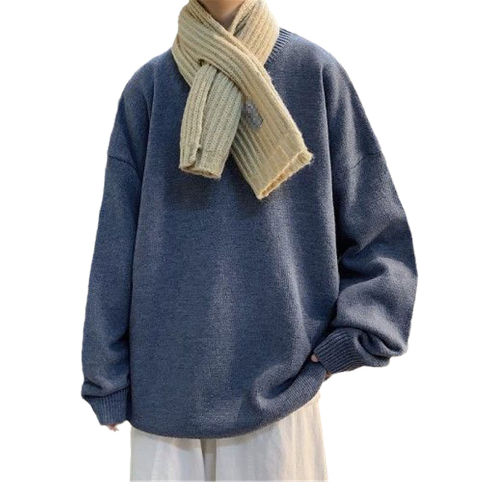 Męskie solidne ciepłe swetry z dzianiny sweter męski vintage zimowy sweter