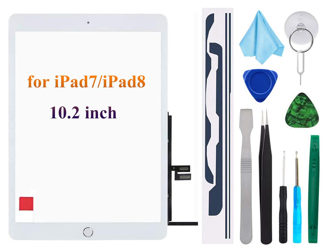 Touch Screen Digitizer Replacement for iPad 7 7th / 8 8th Gen Screen Replacement Digitizer Touch Glass 10.2", for 7th 8th Generation A2197 A2198 A2200 A2270 A2428 A2429 A2430,+Home Button