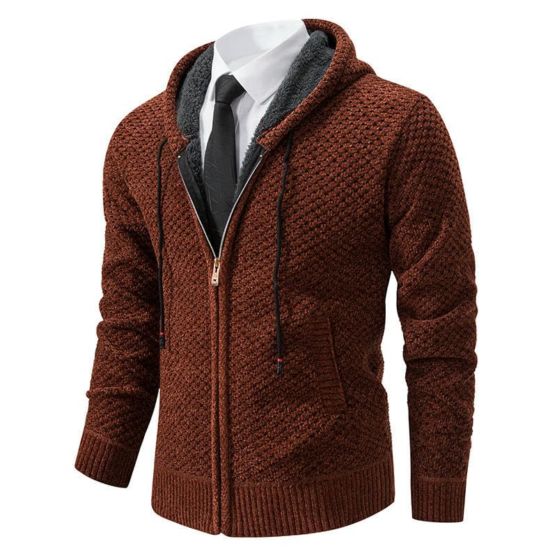 Pull à capuche en tricot épais uni homme décontracté pour l'automne - 4