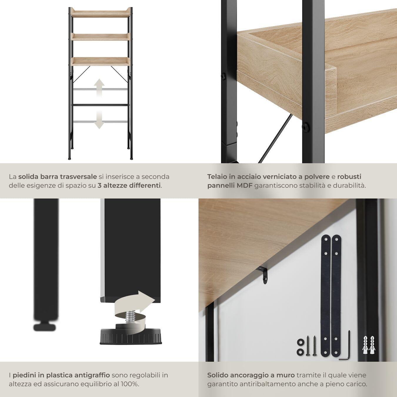 Bathroom shelf with items and slatted edges