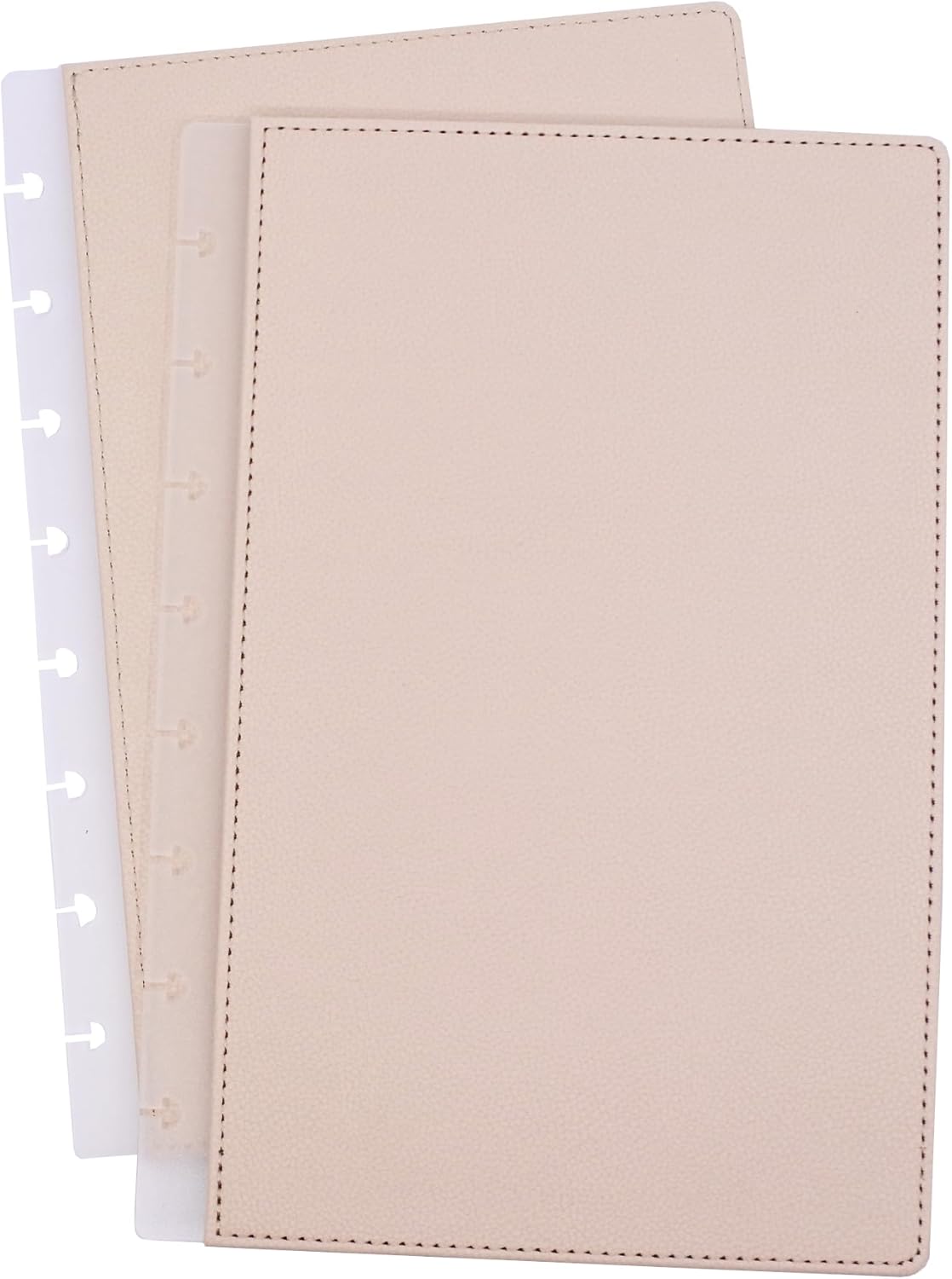 Junior Discbound Journal PU Leather Covers(1 Pair) Compatible with Circa Arc TUL and Happy Planner(Khaki,Junior)