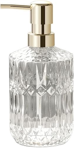 Dispensadores de jabón Exquisito dispensador de jabón de vidrio de 13.2 fl oz, botella dispensadora de líquidos multifunción de lujo, botella de