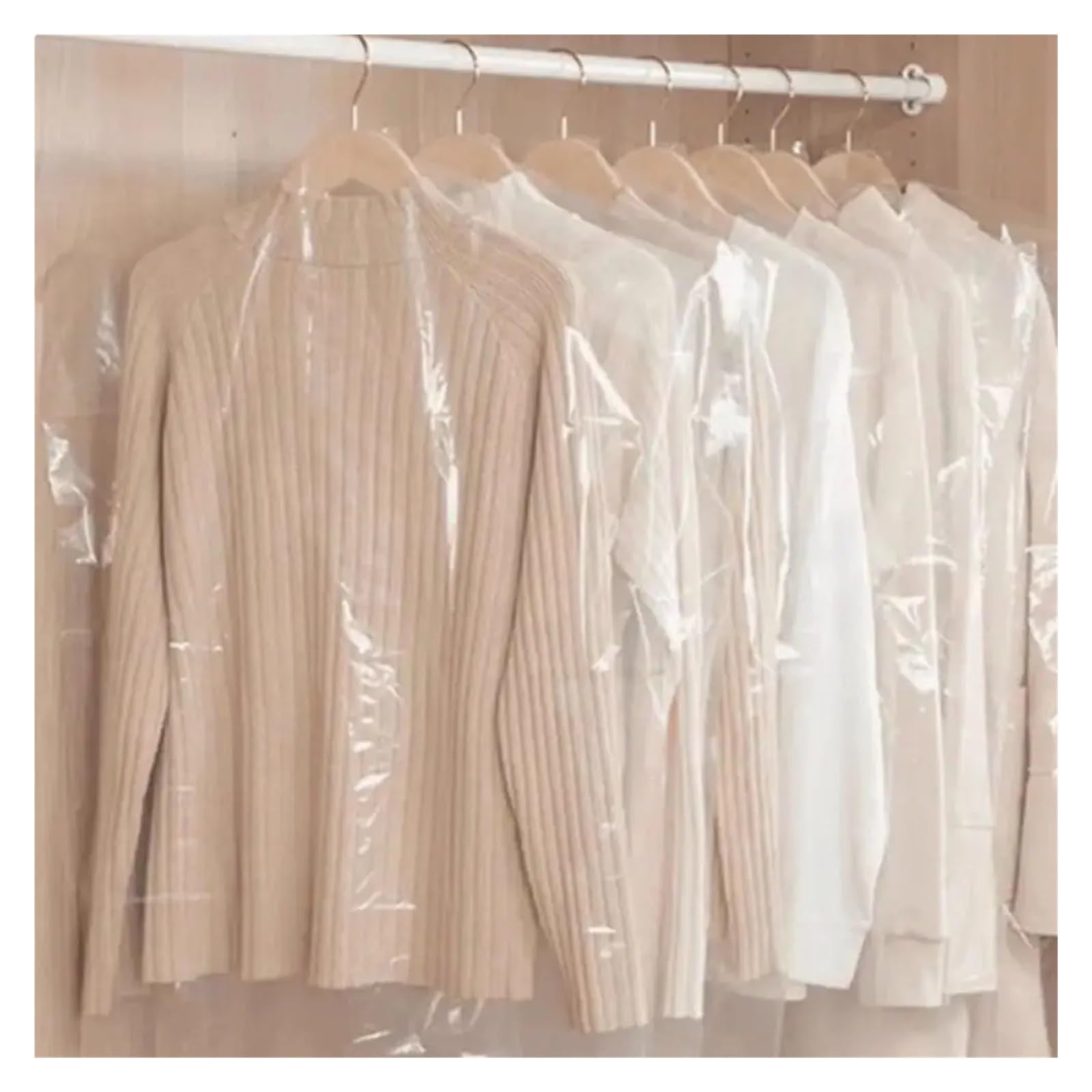 fundas para ropa 10Pcs Seasonal Clothing Thickened Dust Bag Household PE Transparent Visible Suit Cover