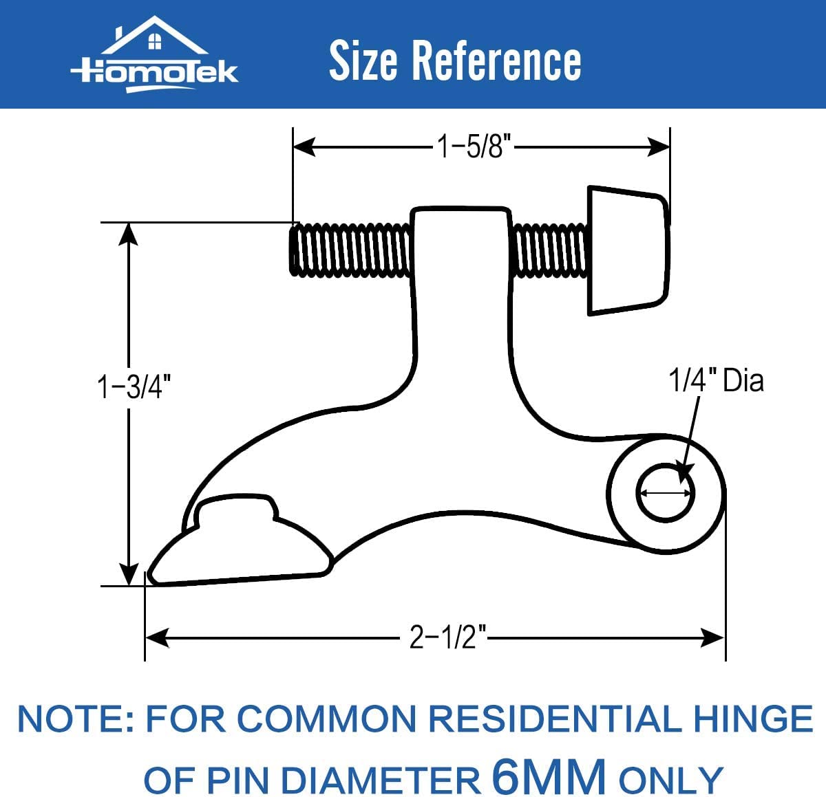 HOMOTEK Paquete de 48 topes de puerta blancos para bisagra, topes de puerta ajustables de lujo resistentes de 2-1/2 x 1-3/4 pulgadas, con puntas de parachoques de goma blanca