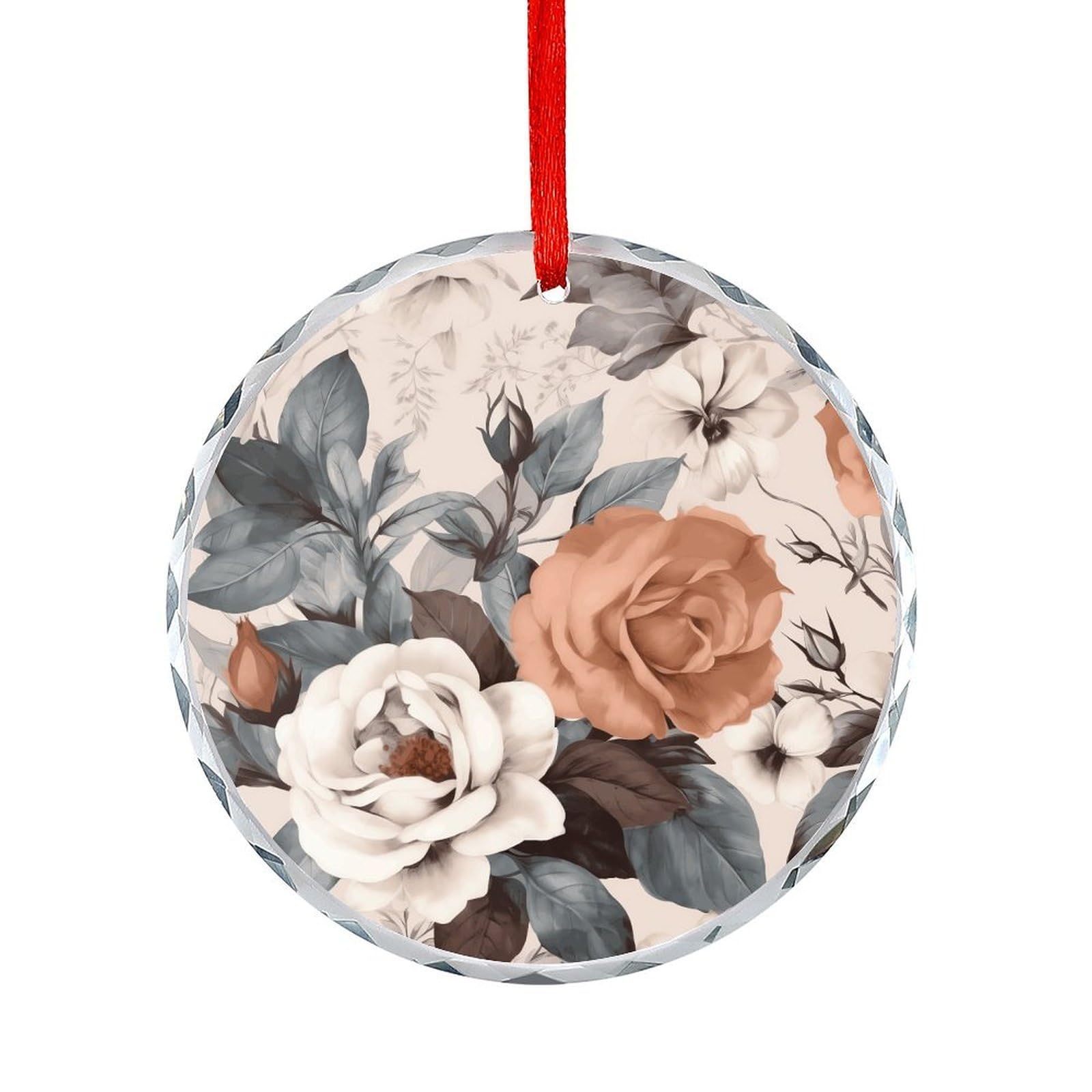 Fodpand Women's Style Flowers Round Glass Ornament Keepsake Gift Exchange Ideas Car Decor,Christmas Ornaments For Tree Window Garden Ornaments