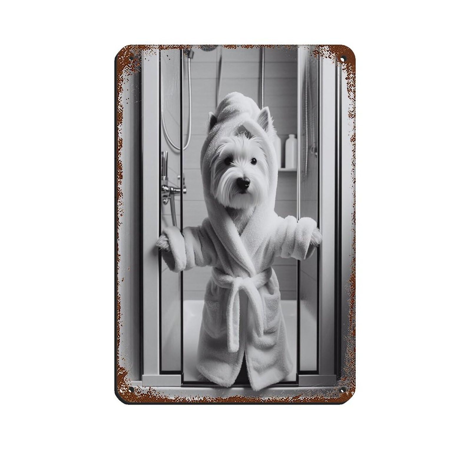 Lxwnze 20L X 30W Cm Scottish Teddy Bathroom Art Poster Tin Sign Vintage Metal Pub Club Cafe Bar Home Wall Art Decoration Poster Retro 8X12inch(20X30cm)