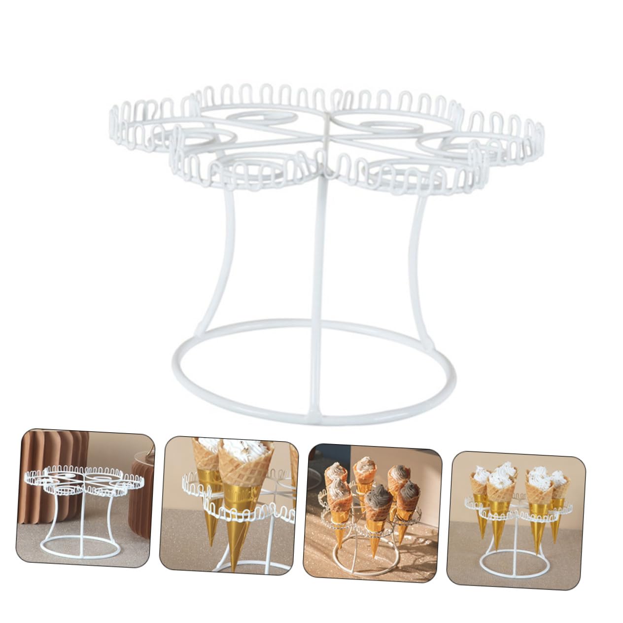 CIYODO 1pc Creative Ice Cream Holder Display Rack for Parties Desserts Events Sturdy Ice Cream Cone Stand for Birthdays Weddings and Summer Gatherings
