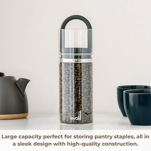 Miniatura 3 de Prepara evak vidrio contenedor de almacenamiento de alimentos con mango de tacto suave, color negro, tamaño grande, L, negro, (Soft Touch Black