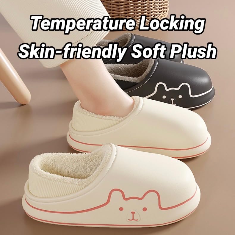 Women's Fuzzy Slippers EVA Thick Sole Cotton Fluffy Memory Foam Lightweight Comfy House Slippers Cozy Faux Fur Soft Plush Couple Slides Anti-Skid Indoor Outdoor Home Bedroom4