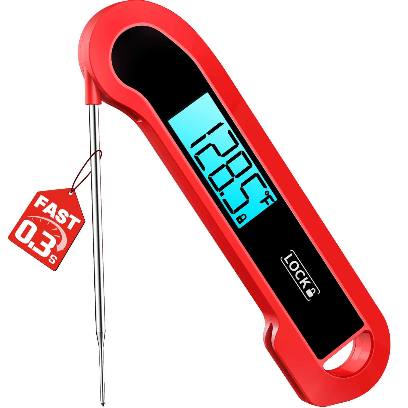 Photo 1 of 0.3 Sec Instant Read Meat Thermometer Digital for Cooking, ±0.5? Precision, Food Thermometer for Grilling, Air Fryer, Smoker, Candy, BBQ Essentials, Fathers Day Gift for Dad Him Men Birthday, Red