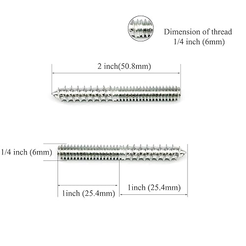 Miniatura 51 de Paquete de 8 pernos de suspensión de 5/16-18 x 4 pulgadas, pernos de doble cabeza de 5/16-18 pulgadas, tornillos de clavija de madera 5/16
