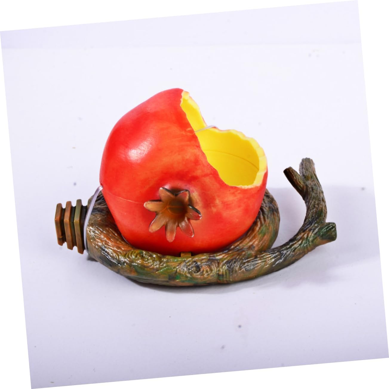Sosoport Flat Base Simulation Pomegranate and Branch Shaped Plastic Feeding Bowl for Birds Creative Cage Mounted Pet Food Container for Parrots and Birds Red image 5