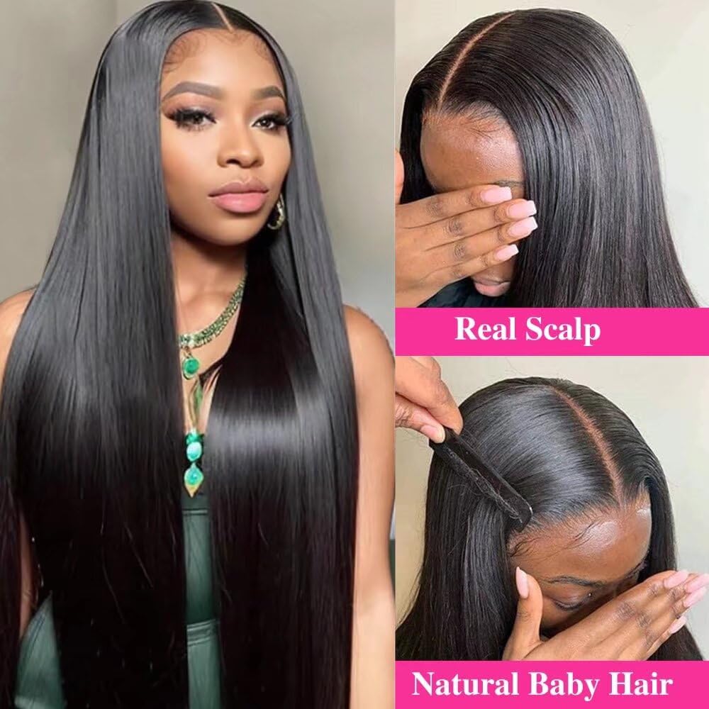 24 Inch V Part Human Hair Wig 12A Straight Human Hair Wigs For Black Women Upgrade U Part Wig Human Hair 150% density Glueless No Sew in Beginner Friendly Black Color - Image 2