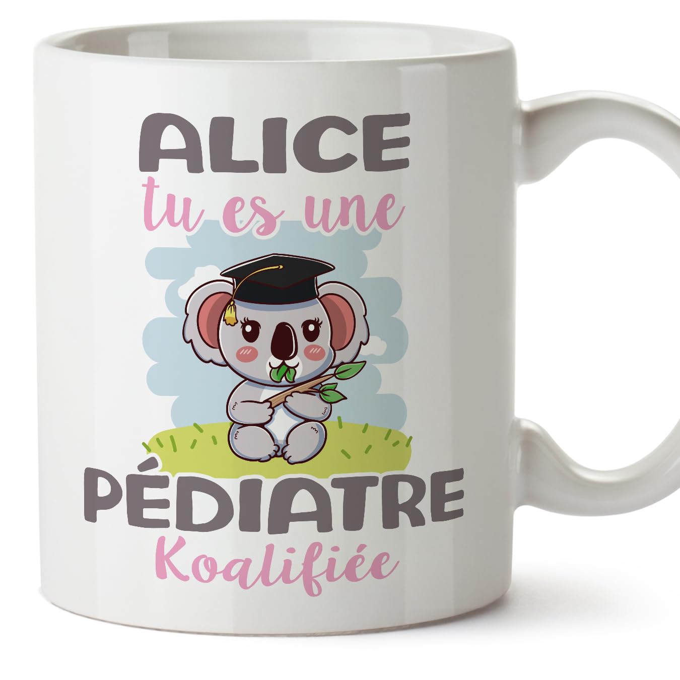 MUGFFINS Personalised Mug for Pediatrician Woman - in French - Koalifies Personalisés - Funny Custom Gift for Colleagues - Ceramic 11oz Mug