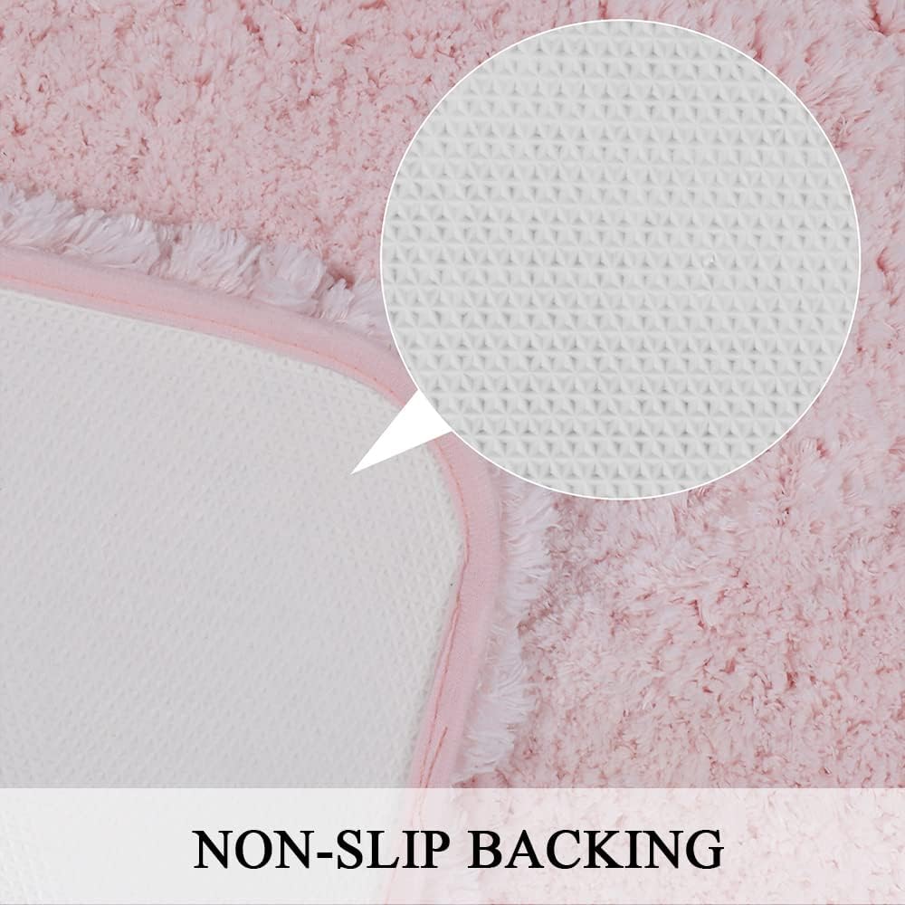 Bathroom Runner Rug, Non-Slip Pink Bath Mat, Plush Washable Long Carpet Rugs (Lovely Pink, 59'' x 20'')