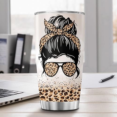 Miniatura 5 de Vaso de café personalizado con diseño de leopardo, tazas de viaje con nombre personalizado, regalos de cumpleaños motivacionales para niñas, mamá,