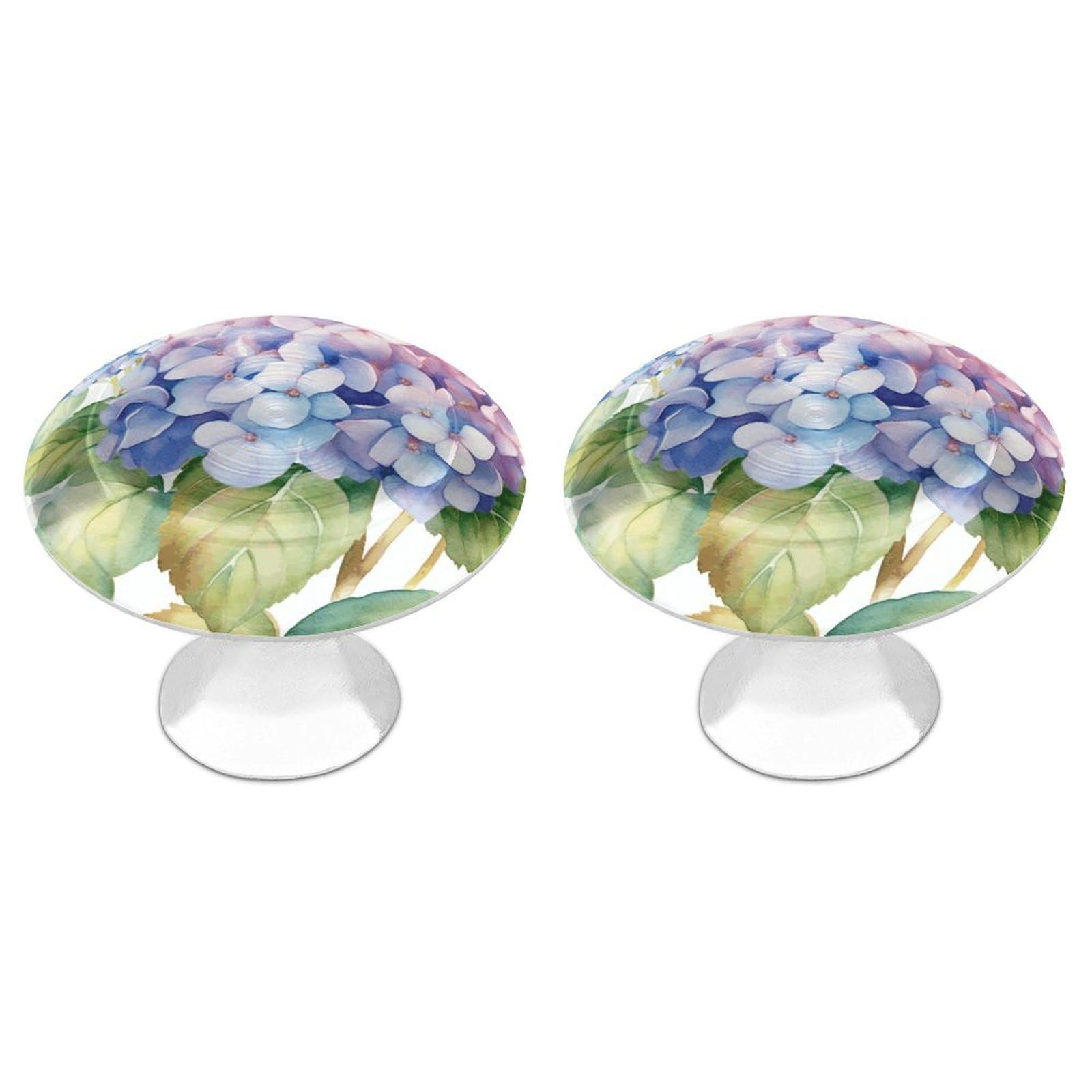 Vstadank Style Hydrangea Watercolor Drawer Knob Nice Bathroom Cabinet Knob Round Cabinet Pull Stainless Steel Cabinet Handle Circle Drawer Handle Modern Drawer Pull For Wardrobe Cupboard 2 Pcs