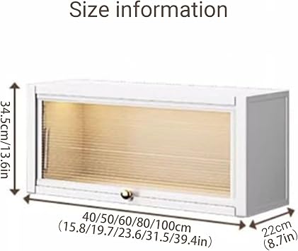 Kitchen Floating Pantry Storage Cabinet with Flip Glass Doors Wall Mounted Display Stand Storage Cabinet Rack for Multiple Rooms Multi Scenario Use(40 * 22 * 34.5CM/15.8 * 8.7 * 13.6IN)