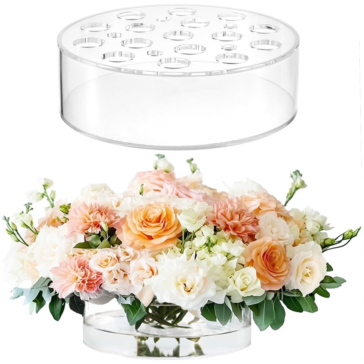 Vase rond en acrylique à 21 trous de 20 cm pour décoration de table
