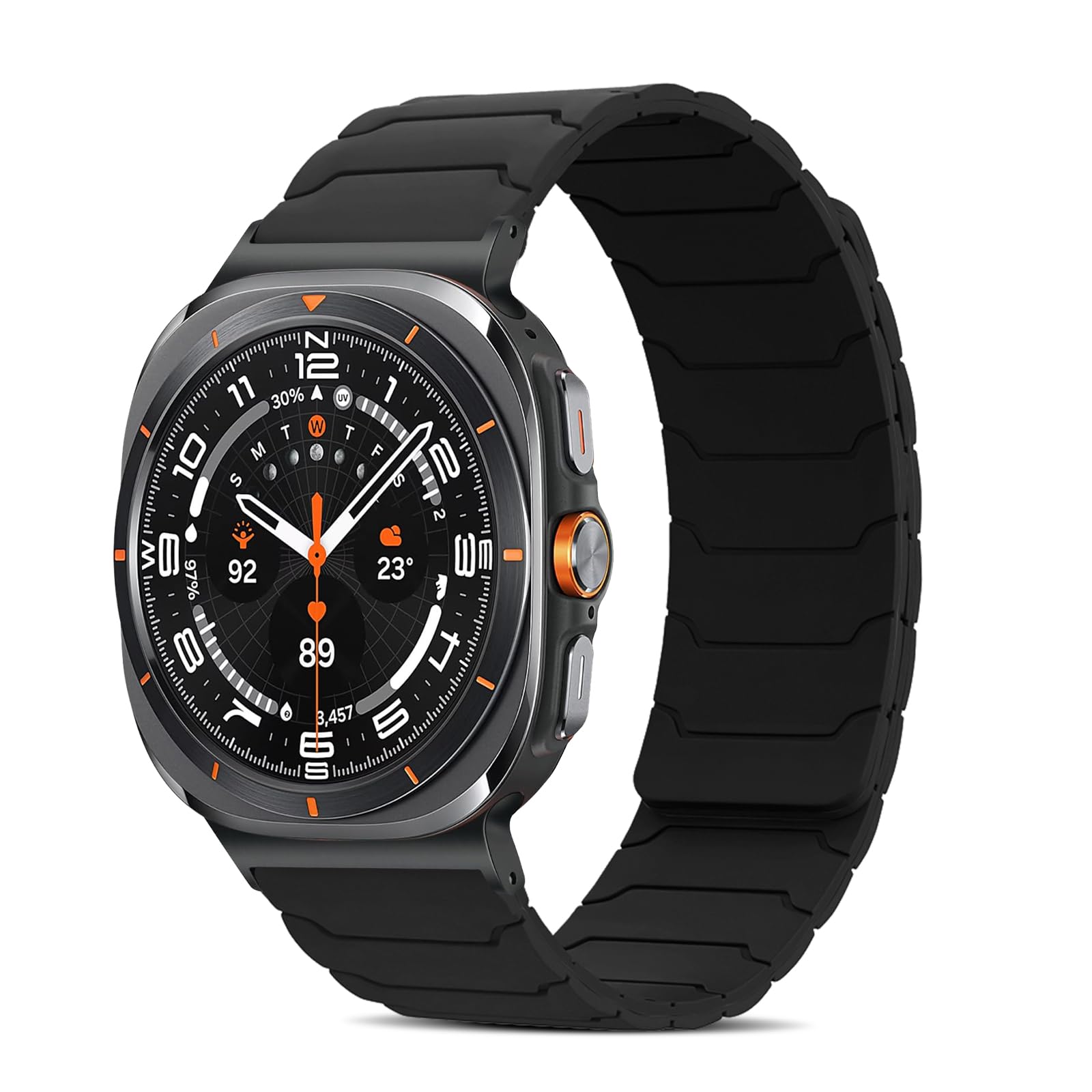 CiimWaa Armband Kompatibel mit Samsung Galaxy Watch Ultra 47mm 2025/Ultra 47mm 2024, Wearable Ersatzarmband Magnetes Weiches Silikon, Sport Uhrenarmband für Galaxy Watch 8 ultra/7 ultra Schwarz