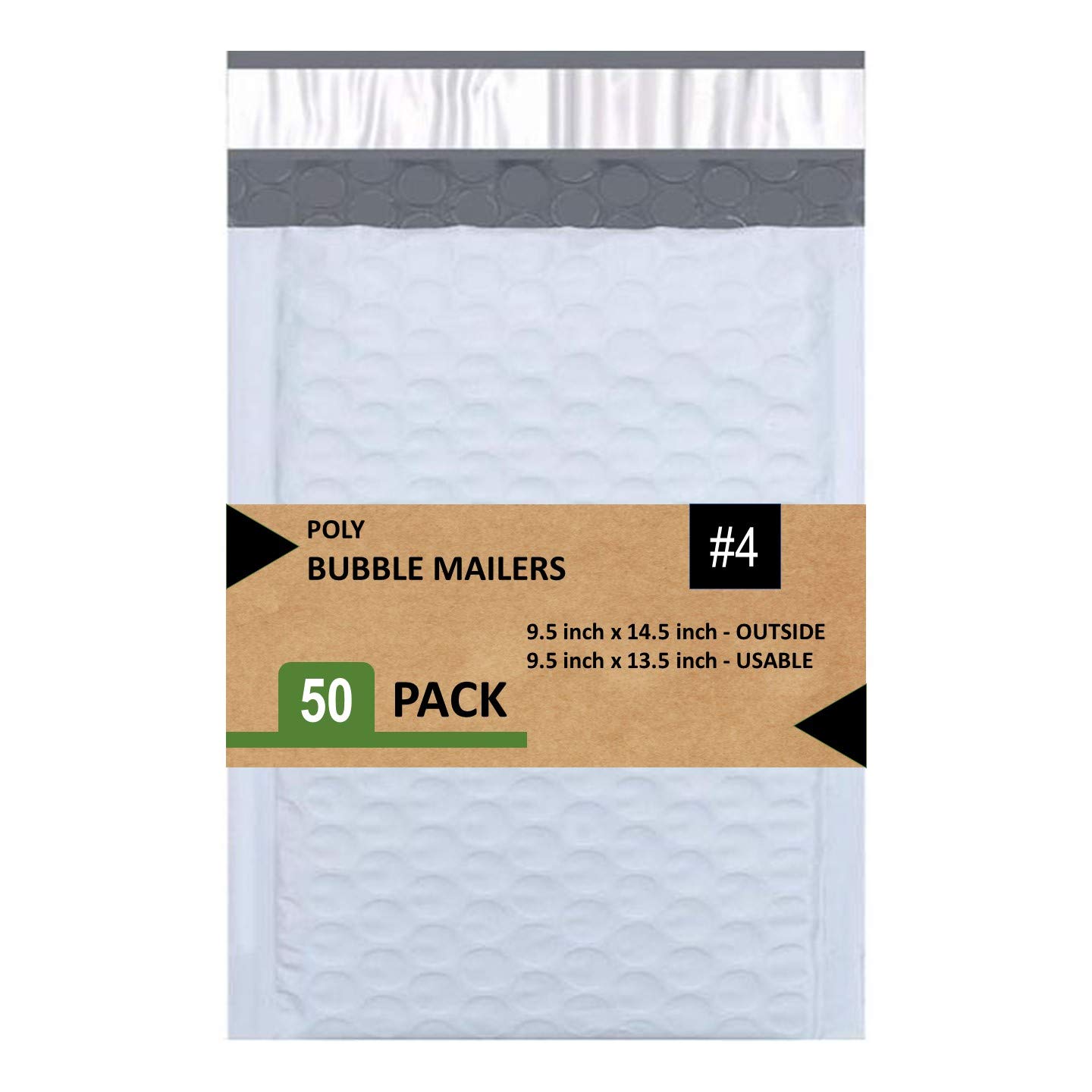 SALES4LESS - #4 Poly Bubble Mailers, Waterproof & Cushioned Padded Envelopes for Shipping, 9.5 x 14.5 in (50 Pack, White)PBM4-50