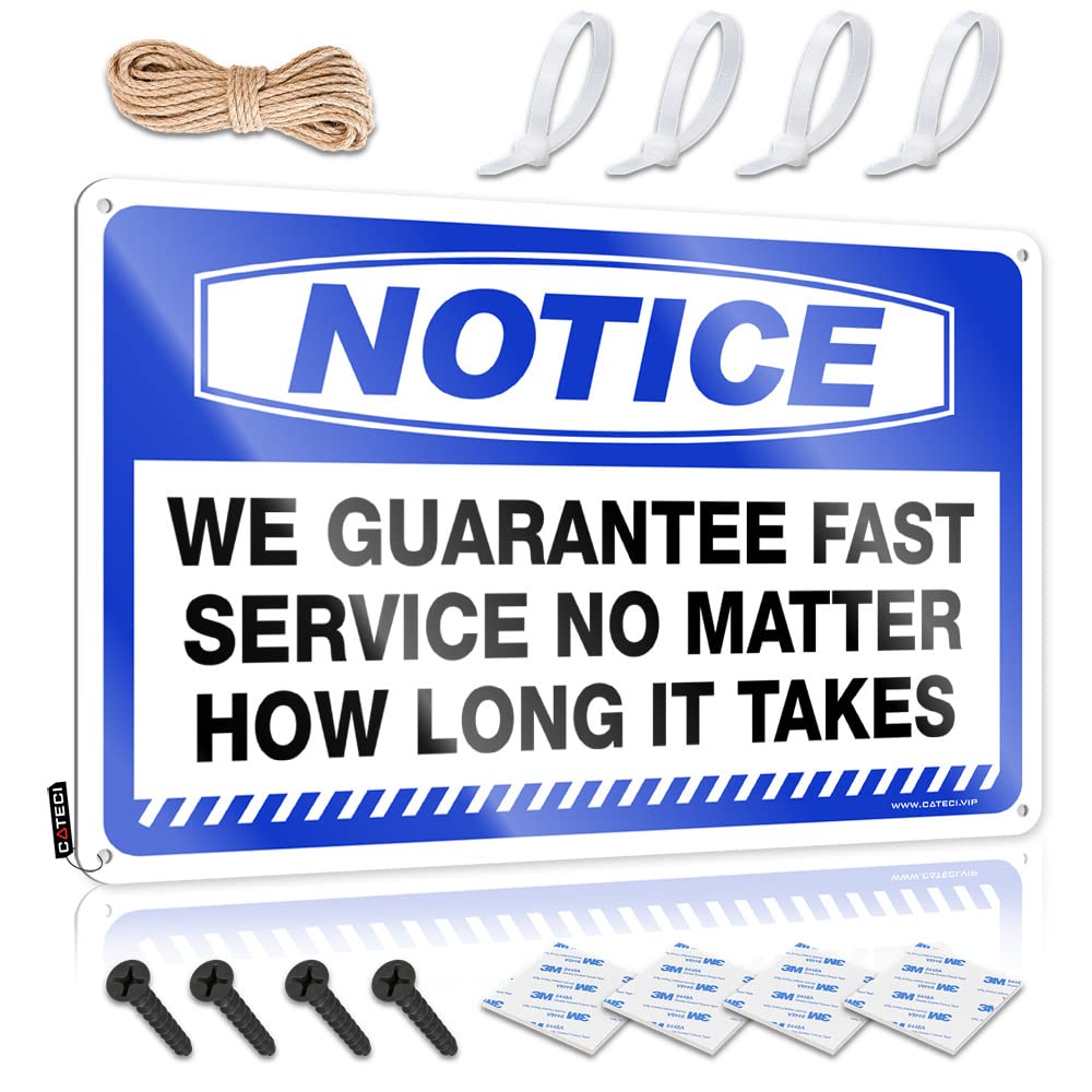 IBWNBBUSN Funny Bar Signs For Home Bar Notice We Guarantee Fast Service No Matter How Long It Takes Tin Sign Wall Signs Funny Bar Decor(30X40CM)