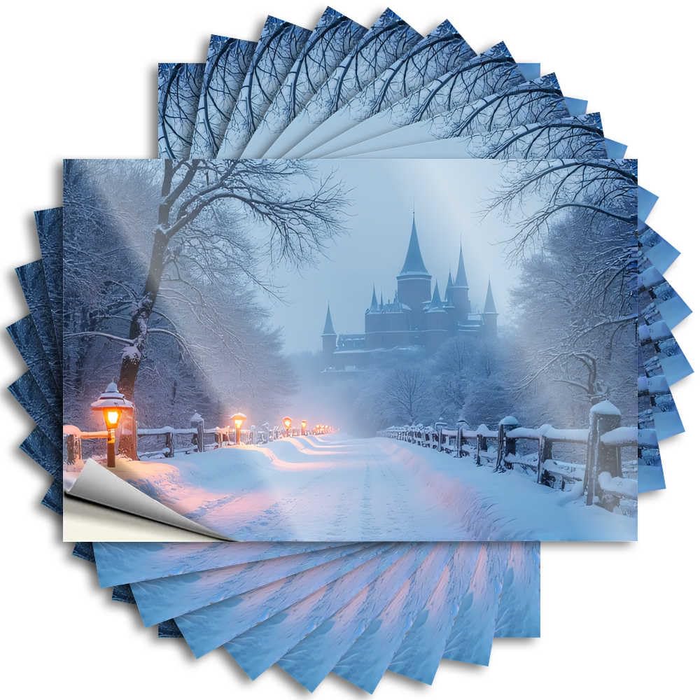Vintage, Tattoo Water Winter Castle in Snowy Landscape | Darts Stuff(12X18CM)