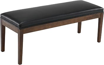 PU Leather Dining Bench Upholstered Entryway Bench Farmhouse Shoe Bench Seat Ottoman for Hallway Living Room Bedroom End of Bed Dining Room Kitchen, 45.5" Long, Black