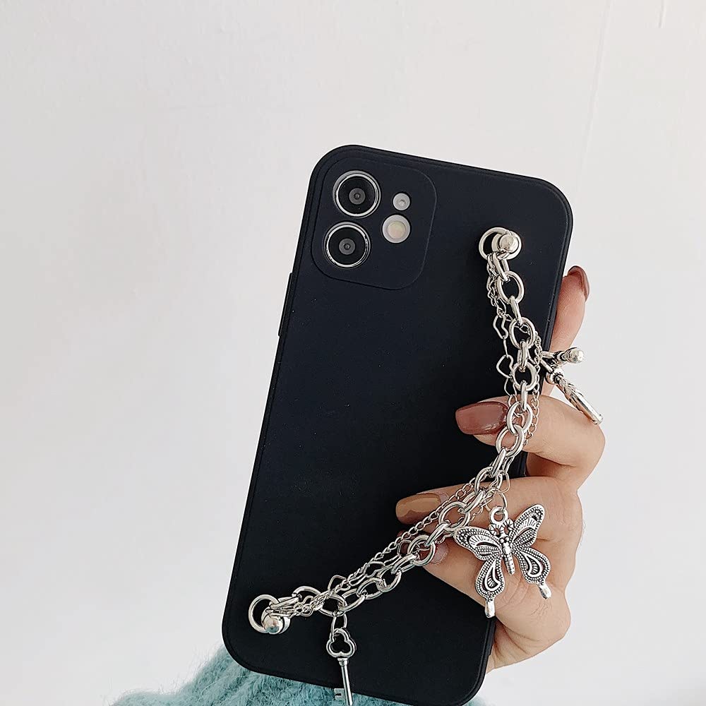 Retro Punk Butterfly Pendant Bracelet Chain Phone Case for iPhone