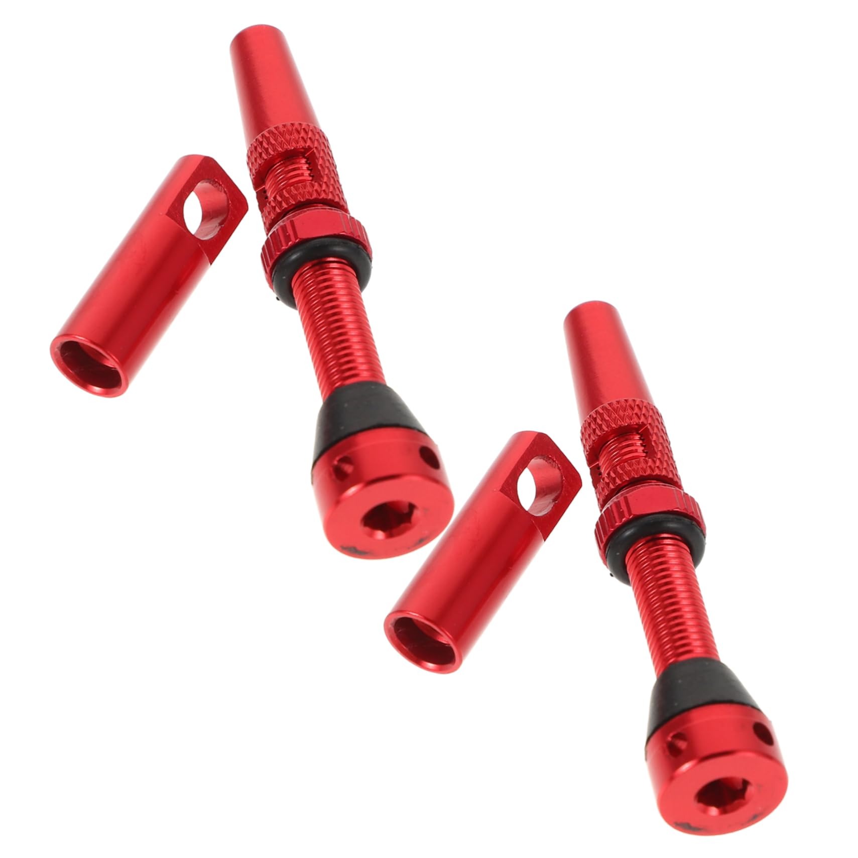 SUPVOX 2pcs Aluminum Alloy French Tire Valve Caps for Bike Tubeless Tires Vacuum Valve Stems with Side Hole