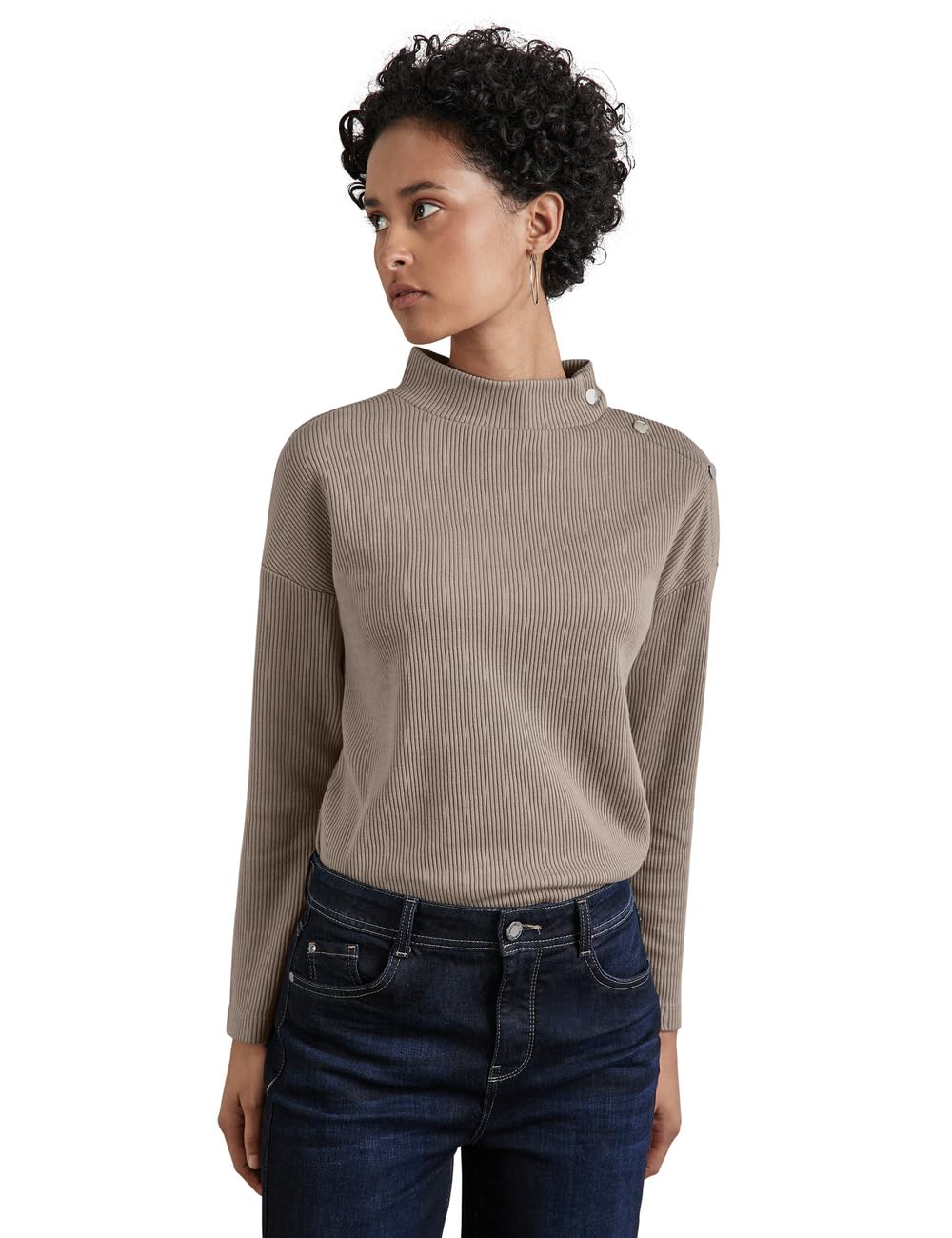 Street One Abito A Maglia Fine Con Bottoni E Collo A Tartaruga - Lunghezza Maxi, Maniche Lunghe, Spacchi Laterali, Donna