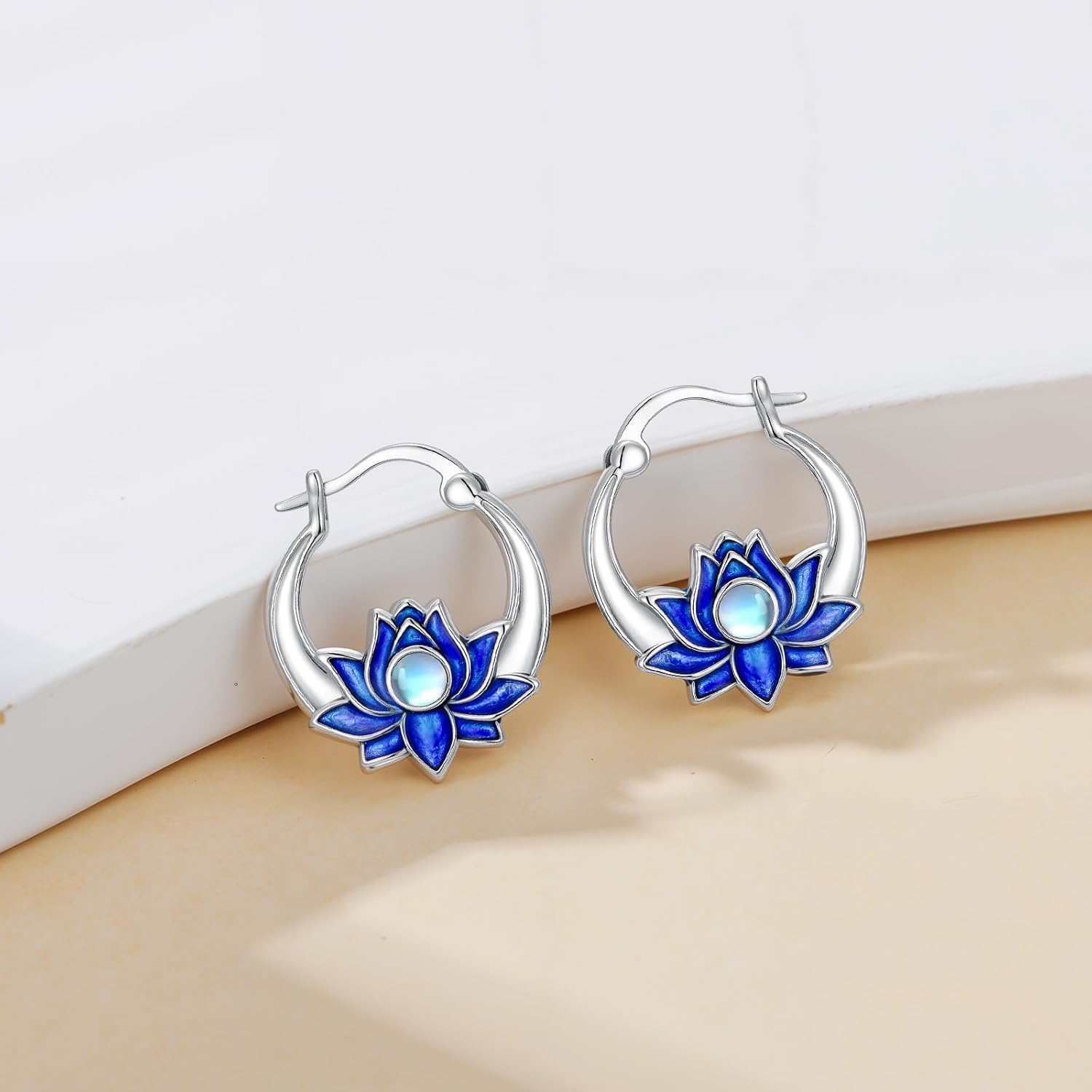 Lotus/Sunflower/Tree of Life Dangle Stud Earrings 925 Sterling Silver Flower Earrings Gift for Women Mom - Image 2