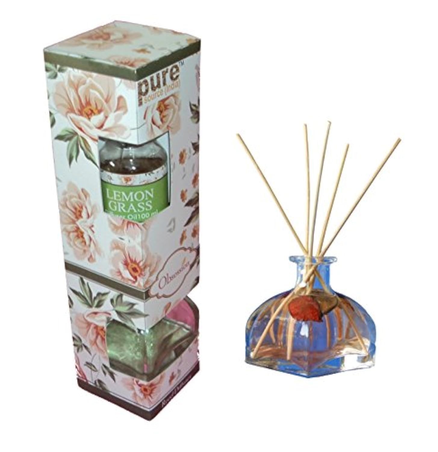 Pure Source India Reed Diffuser/freshener Set with one Clear Glass Vase ...